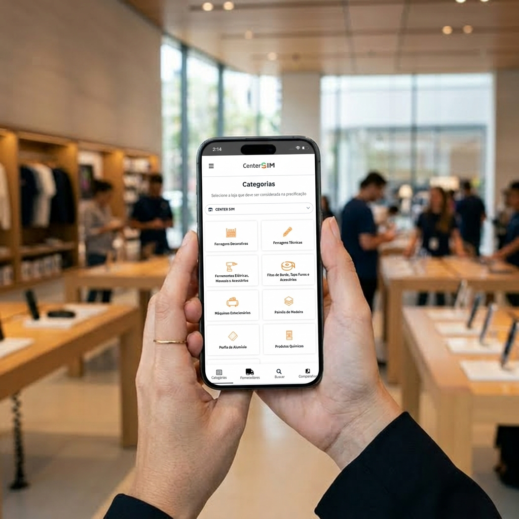 Mockup do aplicativo CenterSIM para parceiros